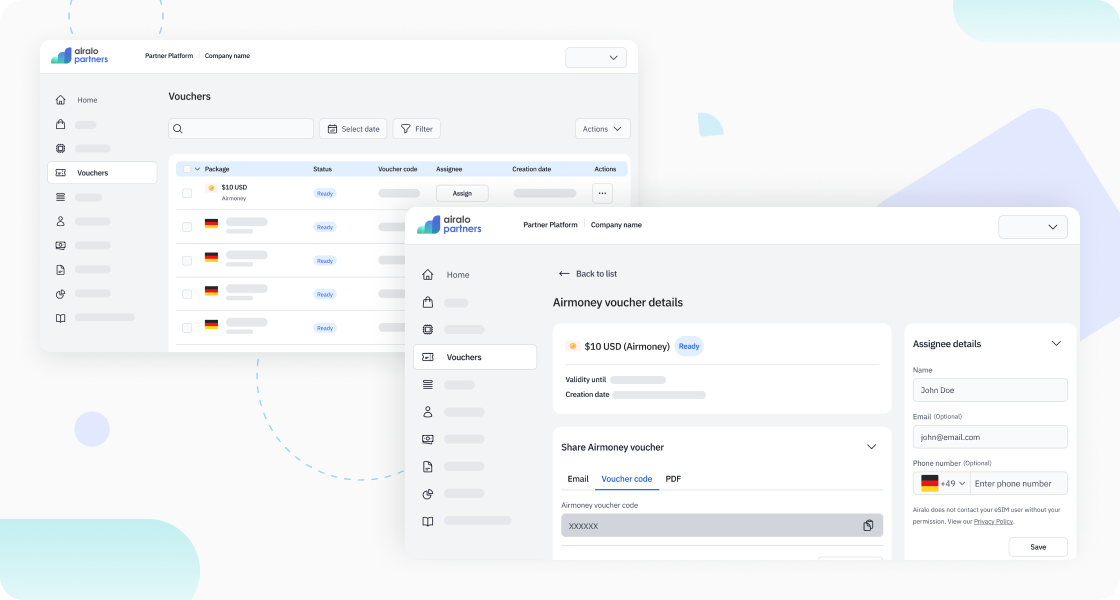 illustration of a laptop with Airalo partners on it