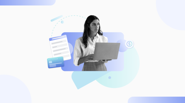 image of a business women and computer with eSIM visuals for a blog about Airalo for Business