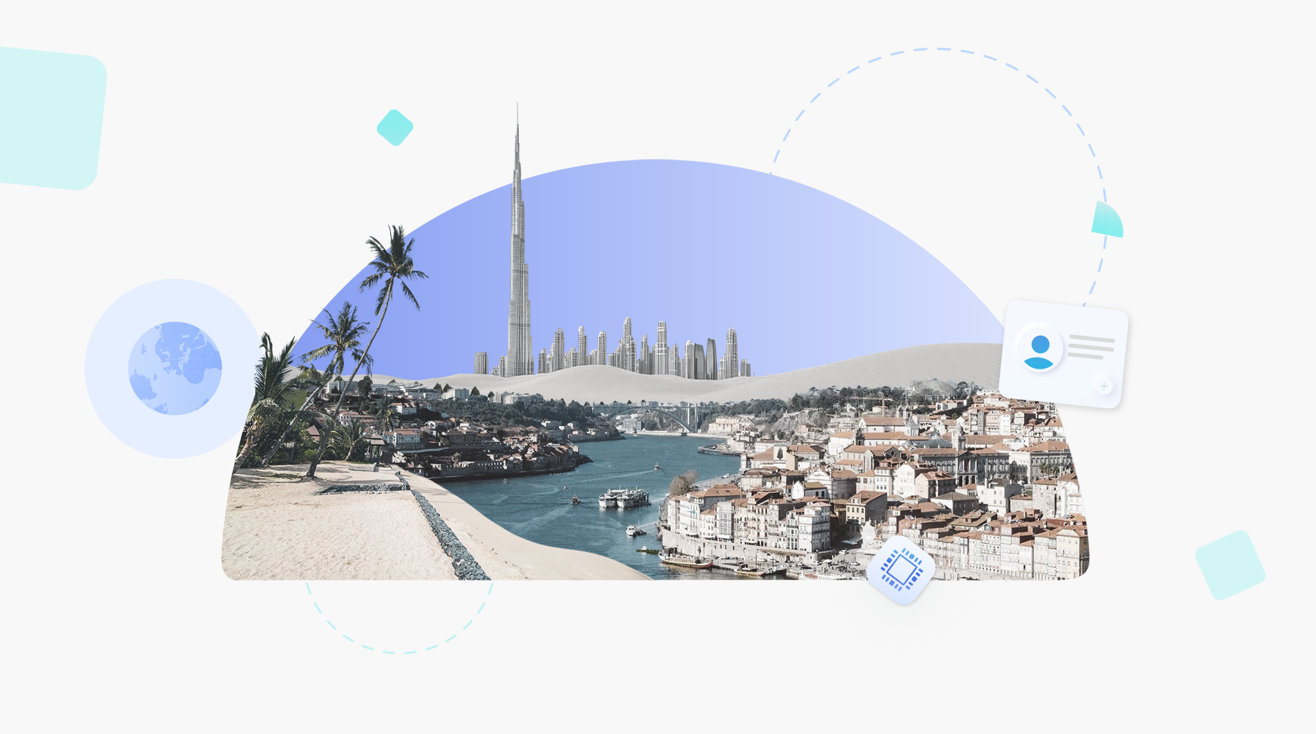 image of cities with Airalo Partners colors